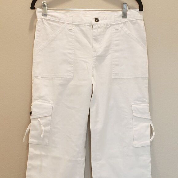 Prana Cargo Wide Leg White Capri Pants Size 6 - Picture 1 of 8